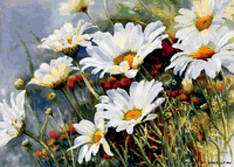 художник марни барт - цветы, ромашки - предпросмотр