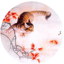 Схема вышивки «кот китайская живопись»