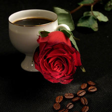 Схема вышивки «Чашка кофе и роза»