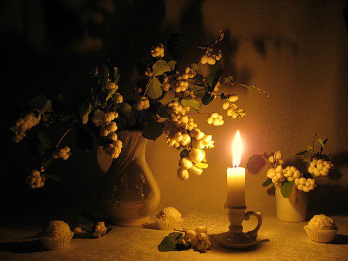 №335239 - свечи, букет, свеча, цветы, натюрморт - оригинал