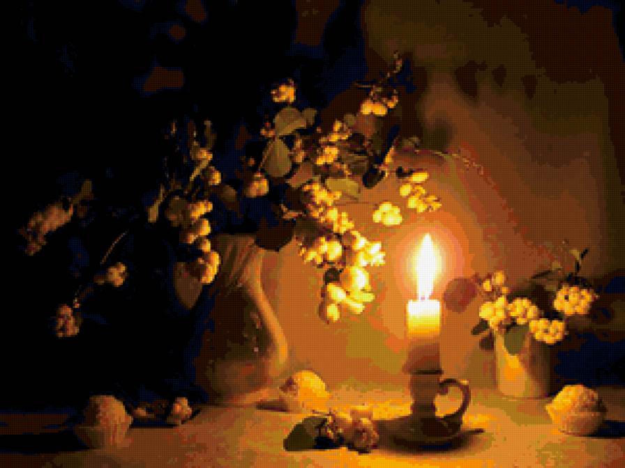 №335239 - свечи, свеча, цветы, букет, натюрморт - предпросмотр