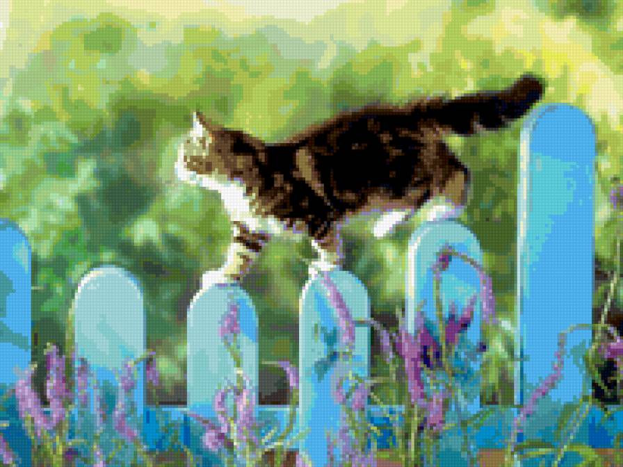 на прогулке - природа. животные. кошка. цветы - предпросмотр