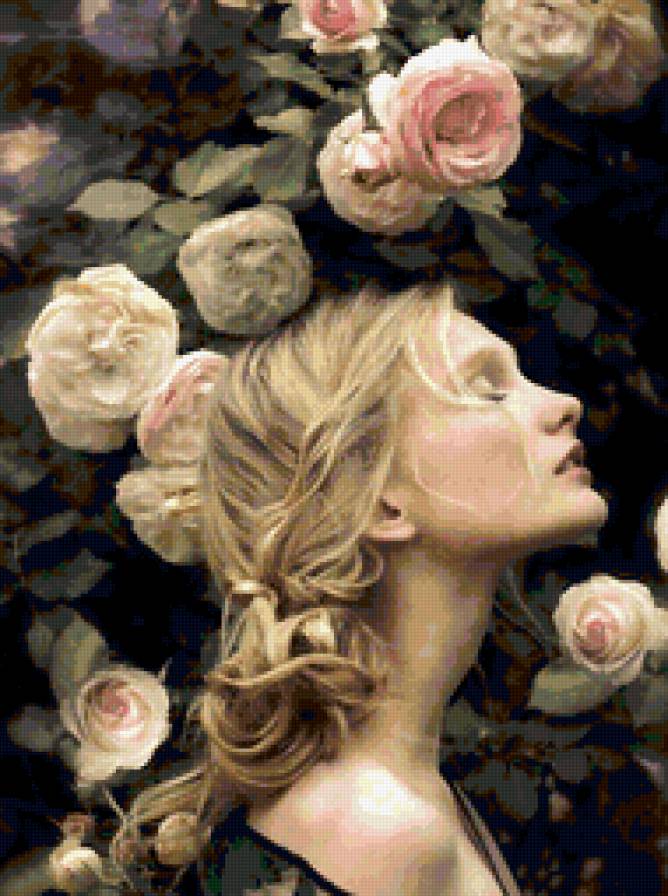 Вдыхая Розы аромат.... - девушки, красота - предпросмотр