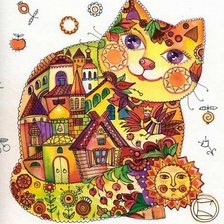 Схема вышивки «расписной кот»