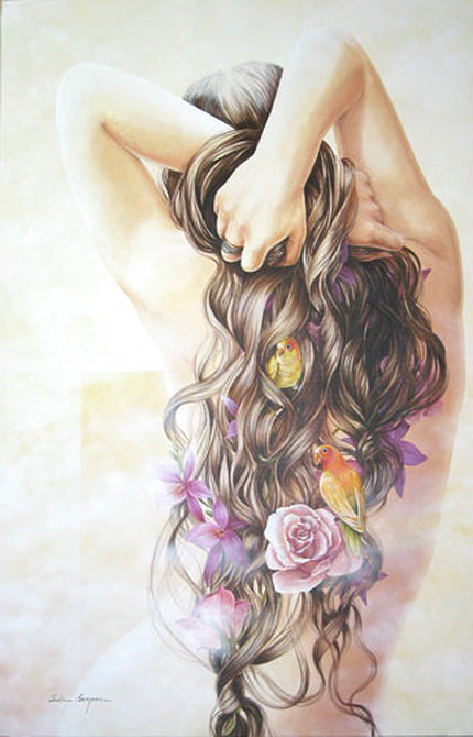 Кудри - цветы, волосы, девушка - оригинал
