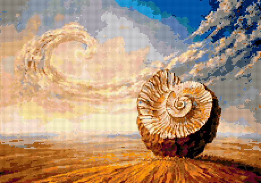 "Голос будущего прибоя" В.И. Калинин - живопись, ракушка - предпросмотр