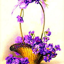Схема вышивки «корзинка фиалок»
