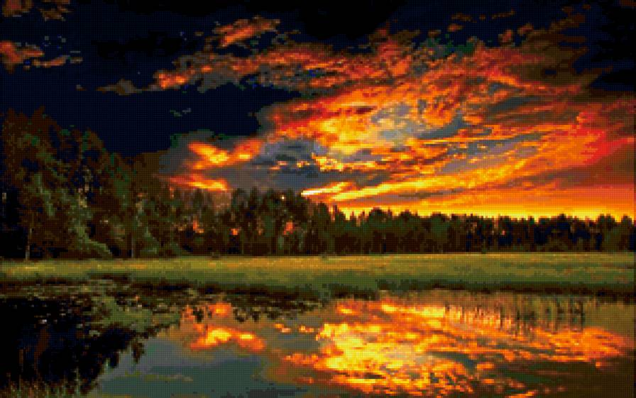 №337435 - природа, вода, лес, пейзаж, закат - предпросмотр