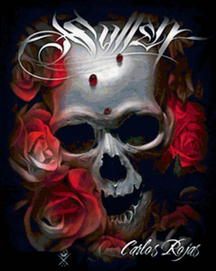 Череп с розами - череп розы - предпросмотр