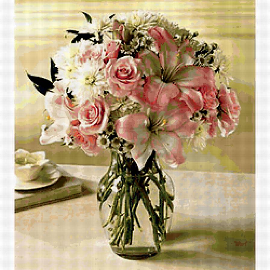 букет - натюрморт, букет, цветы, лилии, розы - предпросмотр