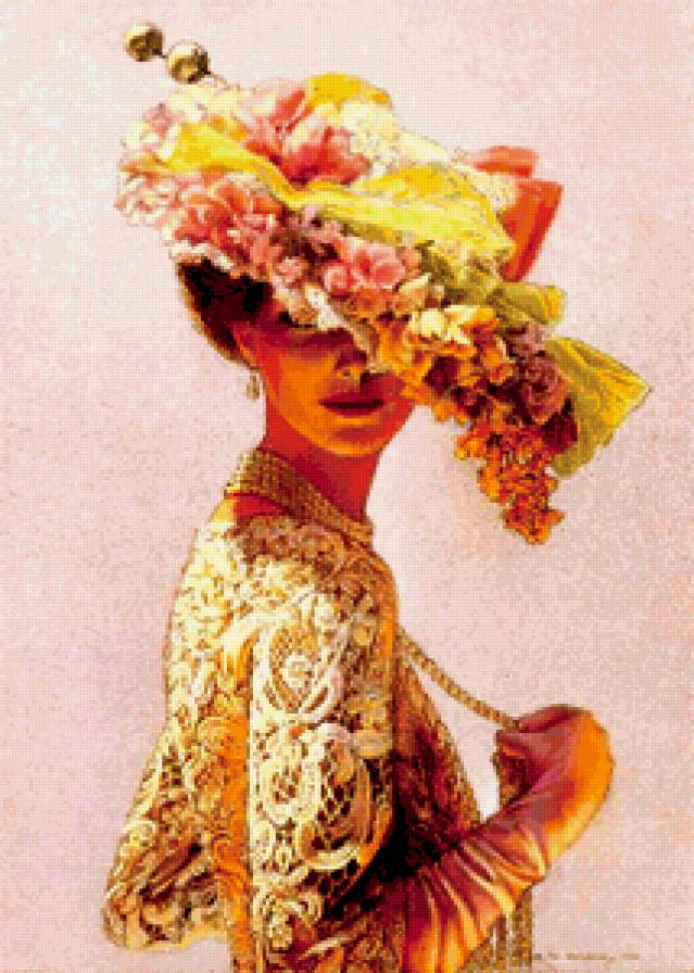 Девушка в кружевном платье - шляпа, девушка, кружева - предпросмотр