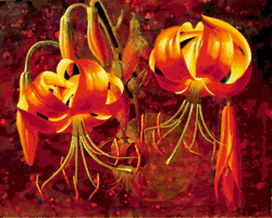 лилии - цветы, лето, лилии, панно - предпросмотр