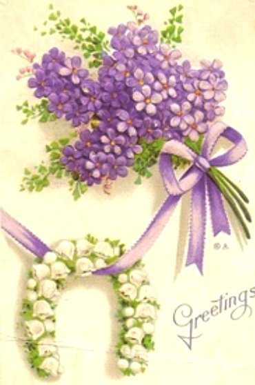 Подкова  на счастье - фиалки, на счастье, ландыши, подкова, фиалка, винтаж, цветы - оригинал