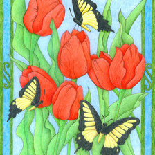 Оригинал схемы вышивки «Цветы и бабочки» (№337922)