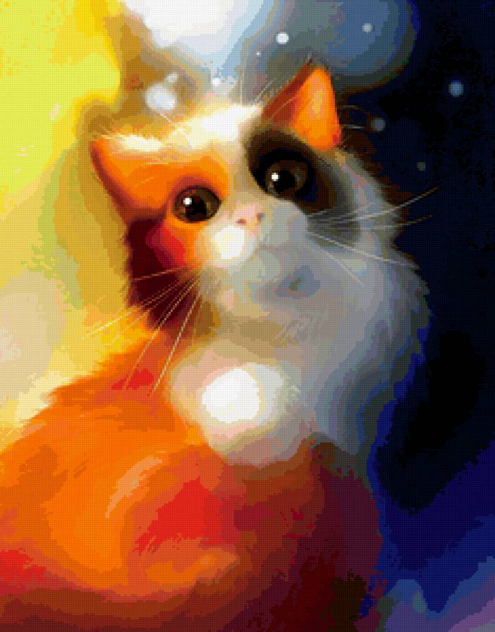 компьютерная акварель рыжая кошечка - кот, лапушка, котенок, взгляд, милашка - предпросмотр