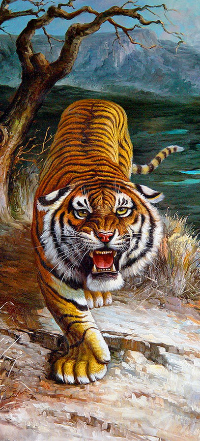 тигр 1 - тигр, хищник, живопись - оригинал