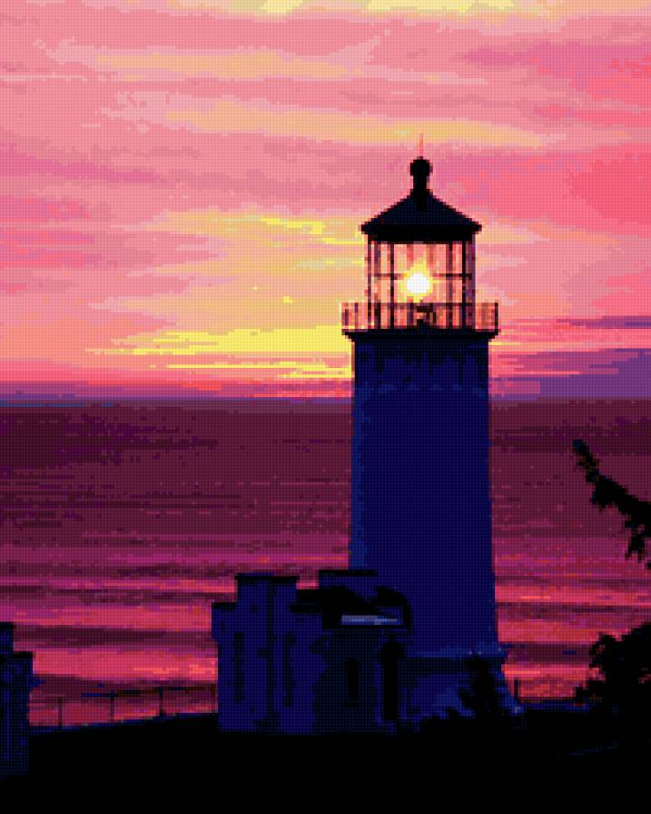 Закат на маяке. - закат - предпросмотр