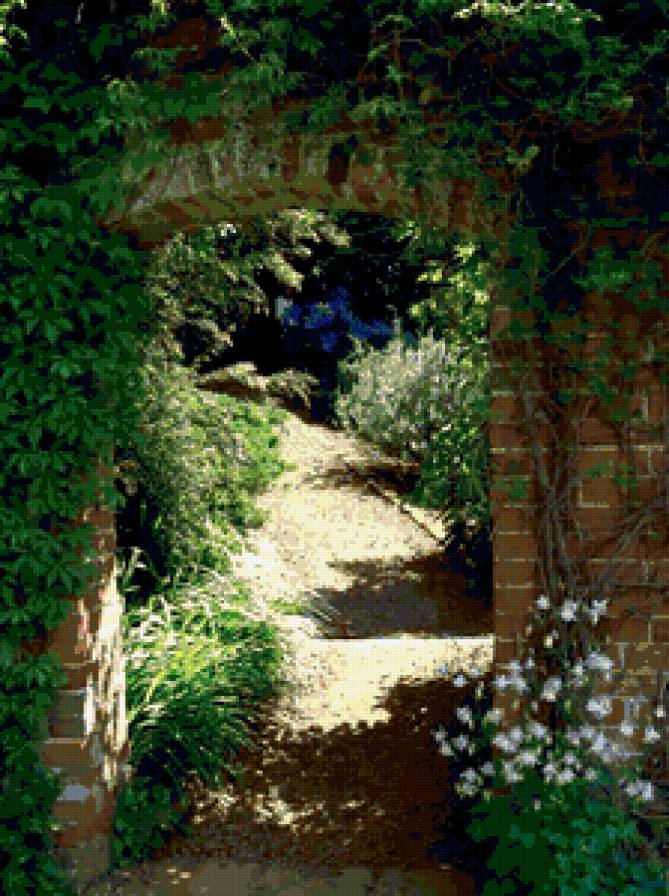 Арка в саду - дорога, цветы, лес, сад, арка - предпросмотр