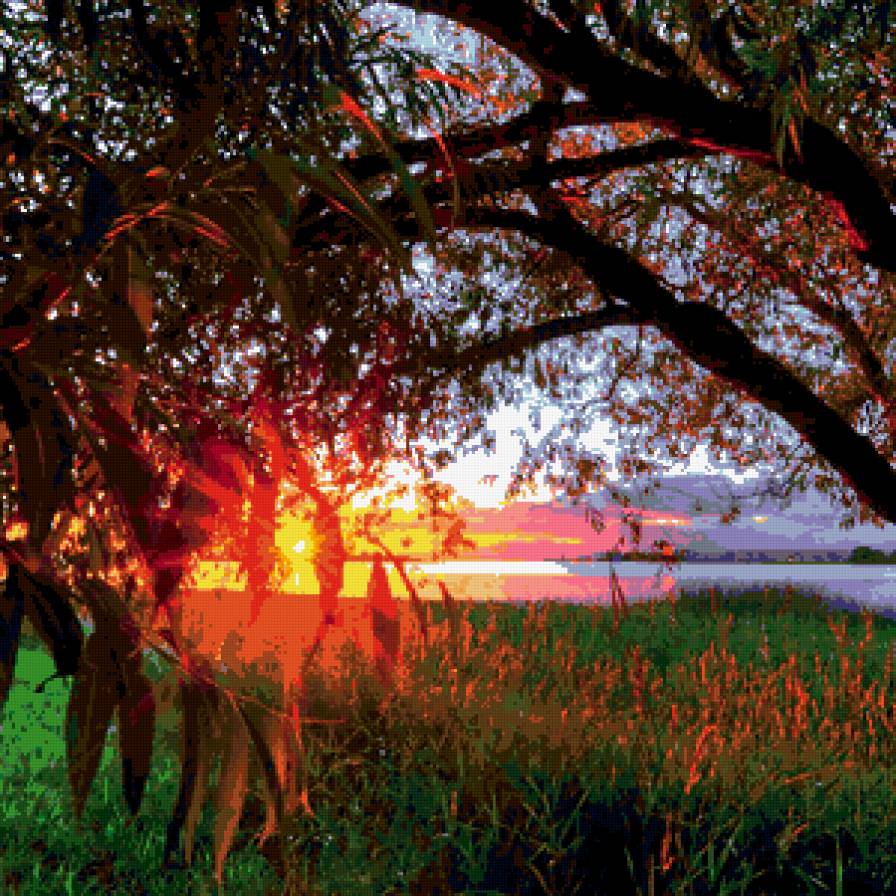 Закат на реке - река, пейзаж, закат - предпросмотр