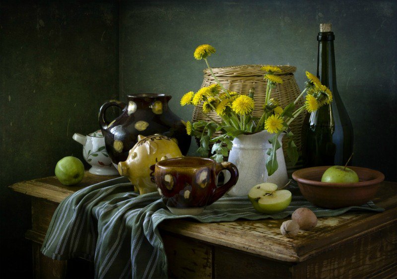 №339391 - цветы, фрукты, на кухню, букет, овощи, натюрморт - оригинал