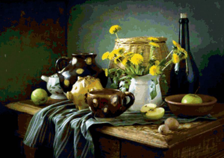 №339391 - на кухню, фрукты, натюрморт, цветы, букет, овощи - предпросмотр