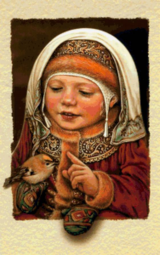 №339411 - девочка, живопись, птицы, дети, портрет - предпросмотр