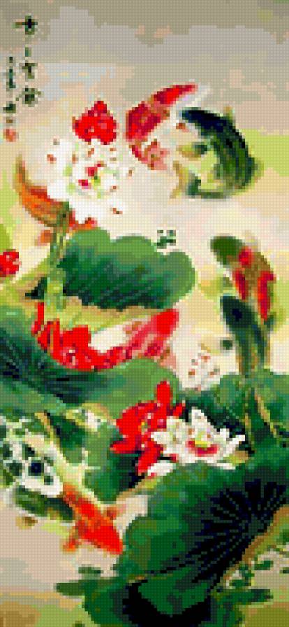 9 карпов - карпы, фен-шуй, лотос, достаток, богатство, карп, благополучие - предпросмотр