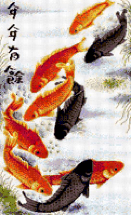 9 карпов - фен-шуй, благополучие, карп, лотос, карпы, богатство, достаток - предпросмотр