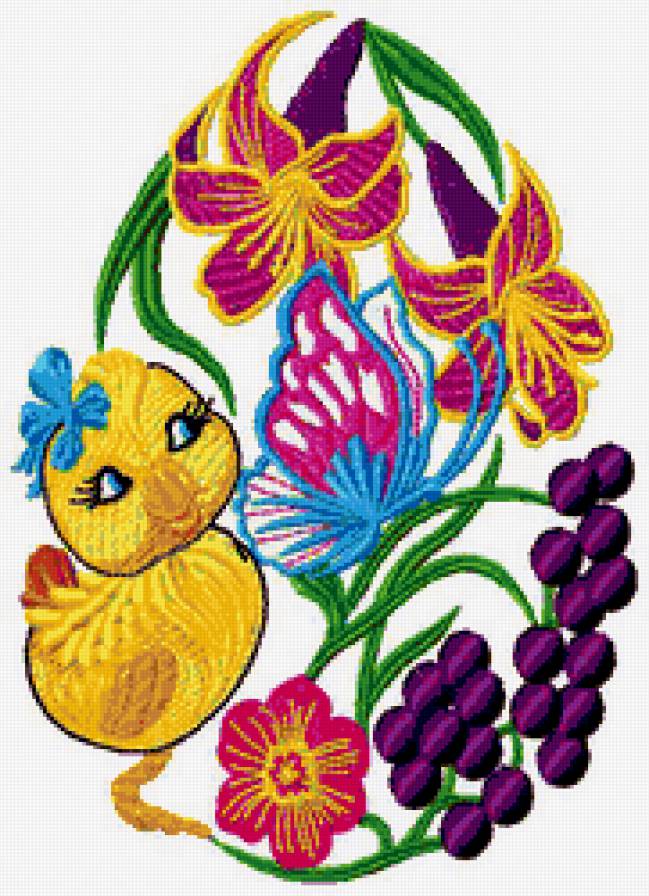 Пасхальное яичко - пасха, пасхальные яйца, яичко, цветы, цыпленок, птичка - предпросмотр