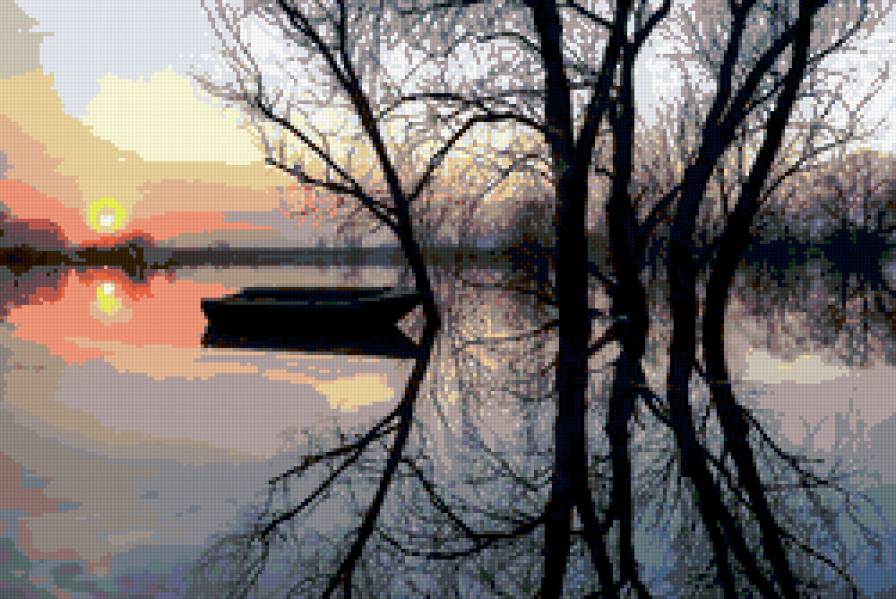 половодье - половодье, река, отражение, деревья, наводнение, весна - предпросмотр