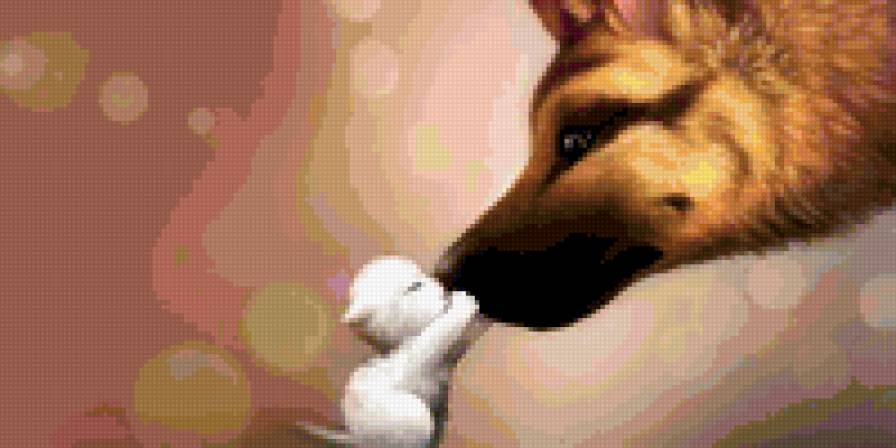 Поцелуй :) - собака, дружба, котенок, животные - предпросмотр