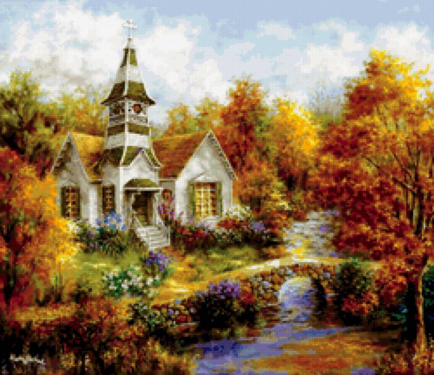 Церквушка - церковь, пейзаж - предпросмотр