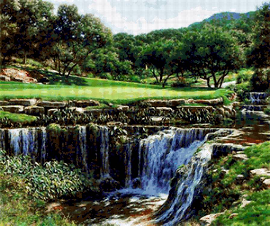 Водопад - природа, родопад, река, пейзаж - предпросмотр