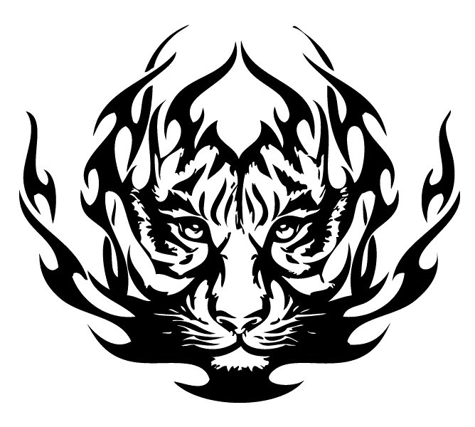 тигрик - монохром, тигр - оригинал