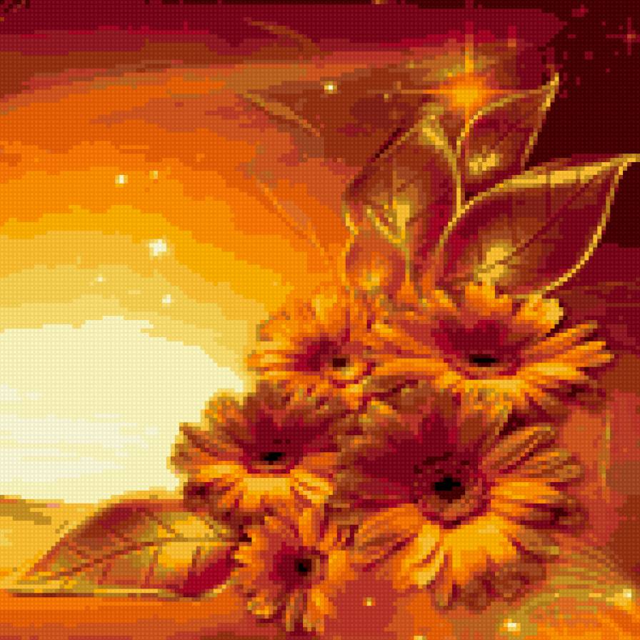 Рыжия цветы. - абстракция, просто, цветы, узор, подушка - предпросмотр