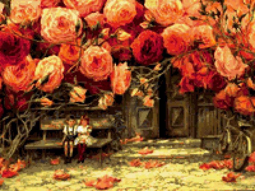 картина - розы, дети - предпросмотр