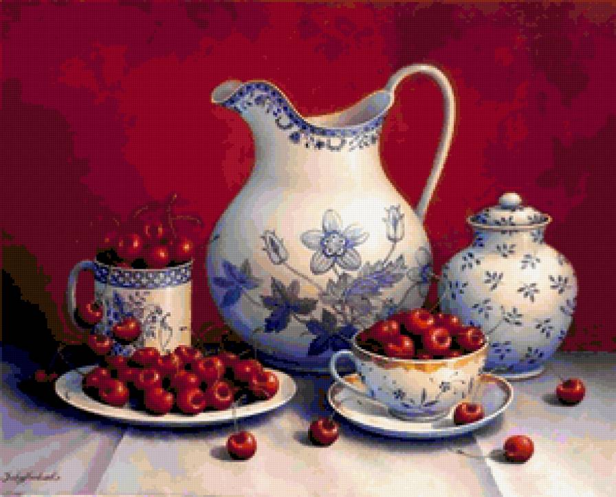 Натюрморт с черешней - черешня, натюрморт, ягоды - предпросмотр