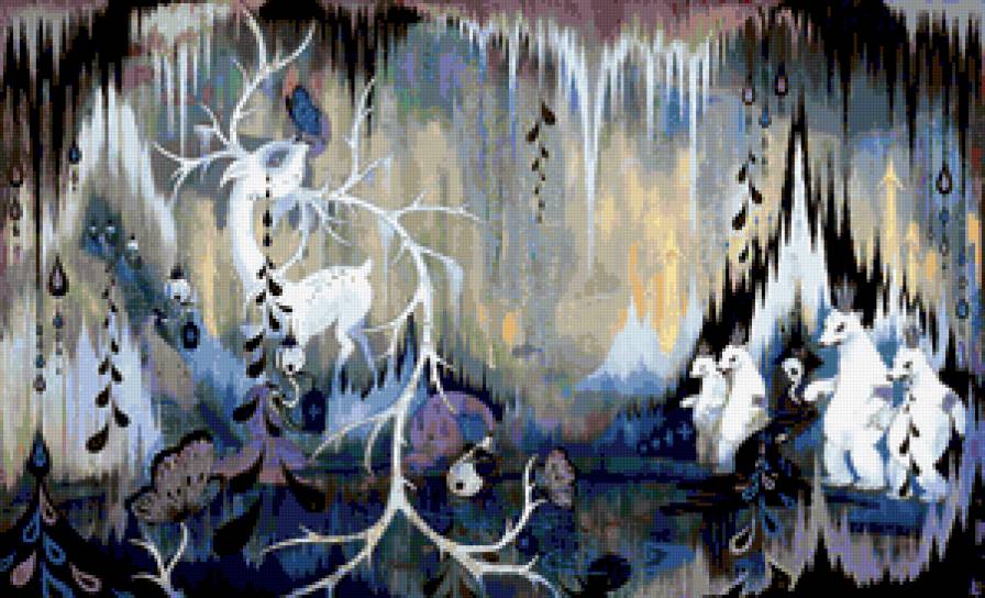 психоделика - ручей, абстракция, психоделика, олени - предпросмотр