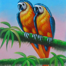 Оригинал схемы вышивки «пара попугаев» (№341726)