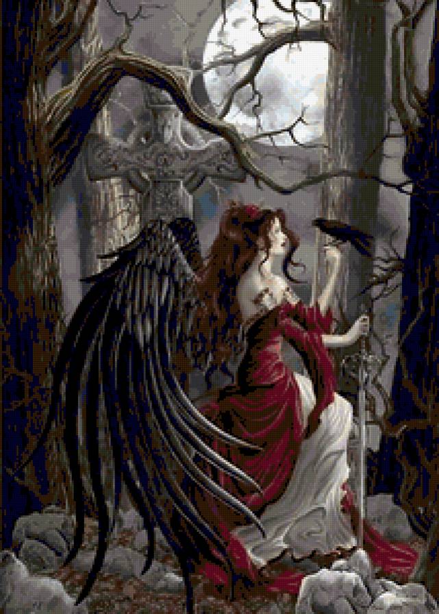 №341901 - фэнтэзи, ворон, крылья - предпросмотр