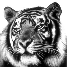 Схема вышивки «серия в черно-белом. тигр.»