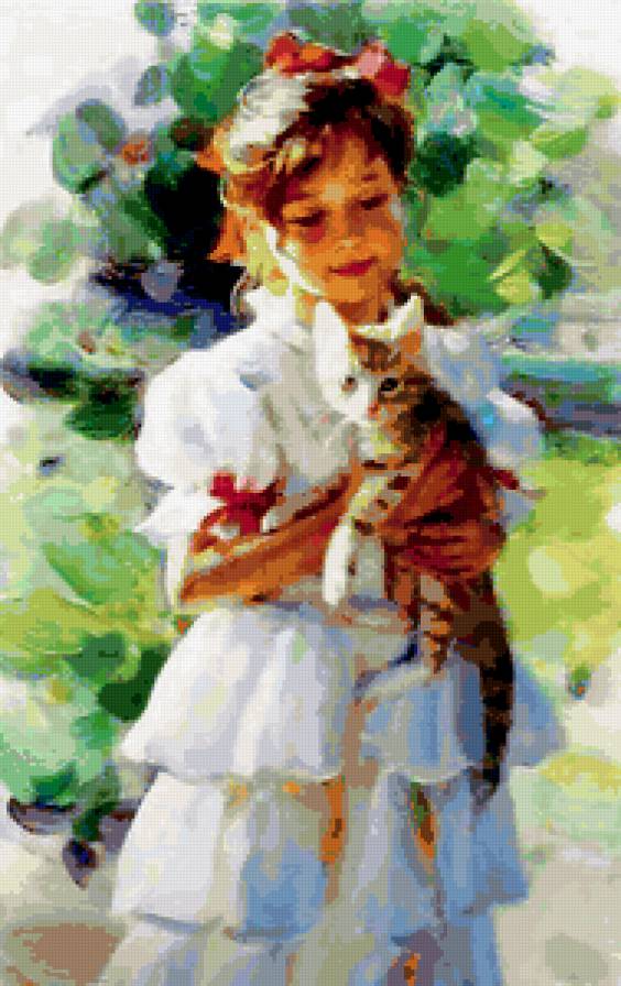 Девочка с котенком - детская, дети - предпросмотр