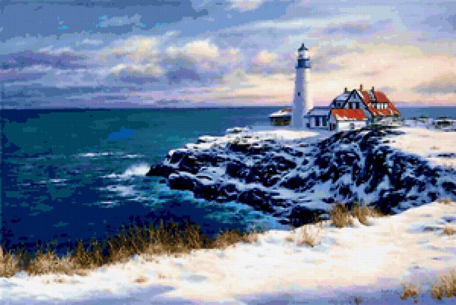 Маяк - маяк, море, зима, пейзаж - предпросмотр