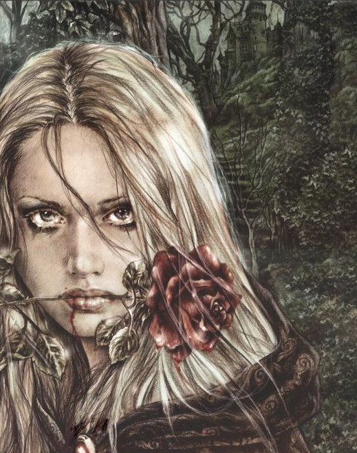 Девушка с розой - роза, девушка, готика, женский образ - оригинал