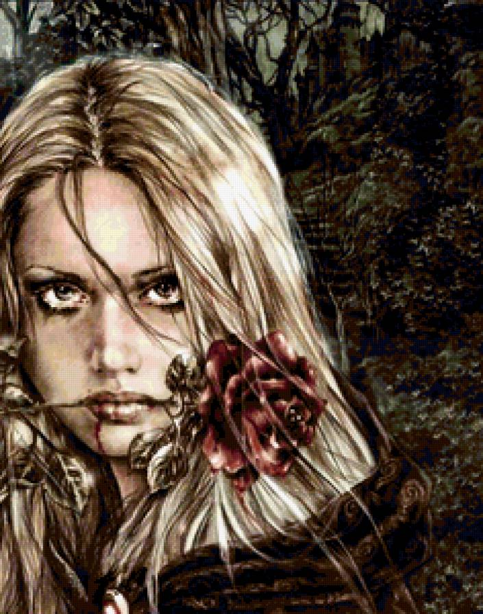 Девушка с розой - девушка, роза, готика, женский образ - предпросмотр