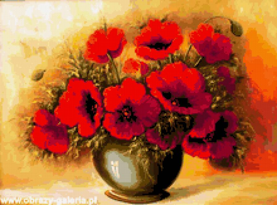 Маки в вазе - цветы, маки - предпросмотр