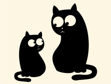 два чёрных кота - пара котов, кот, монохром, коты - оригинал