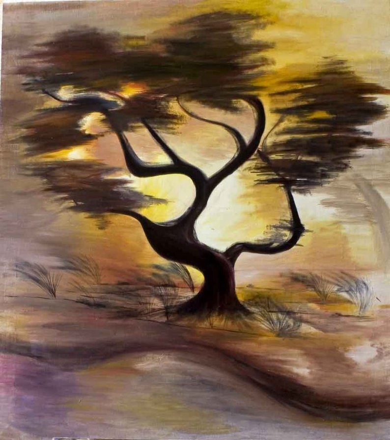 ветер в кроне - дерево, ветер, рисунок - оригинал