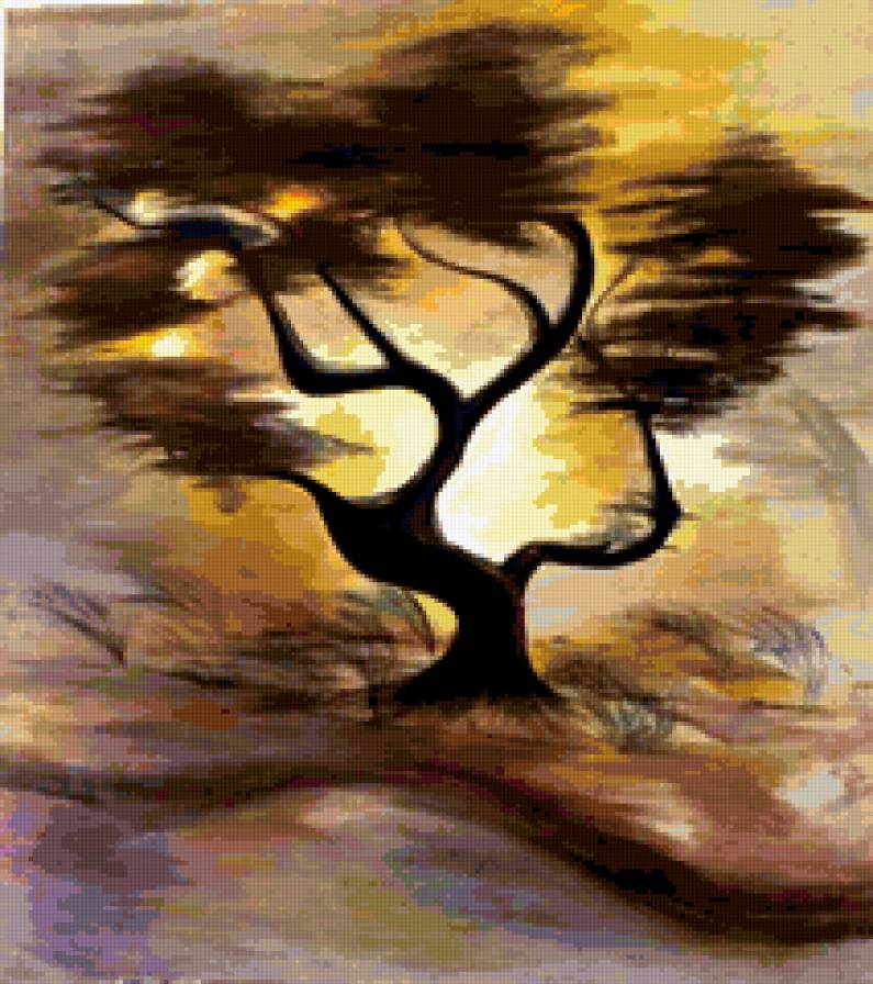 ветер в кроне - ветер, дерево, рисунок - предпросмотр