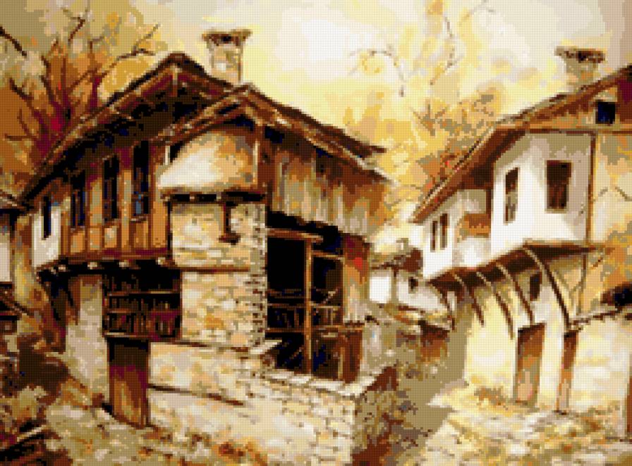 Старинные дома - город, домики, пейзаж - предпросмотр